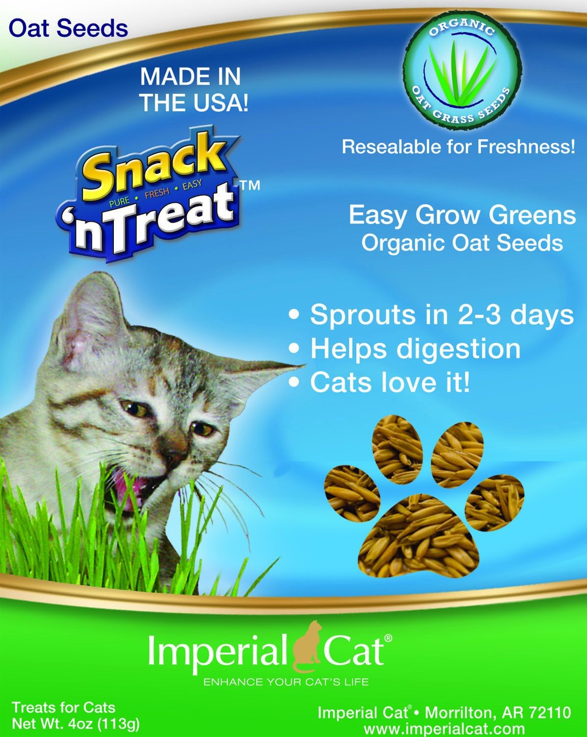 Imperial Cat Easy Grow Oat Grass Seeds, 4-Ounce