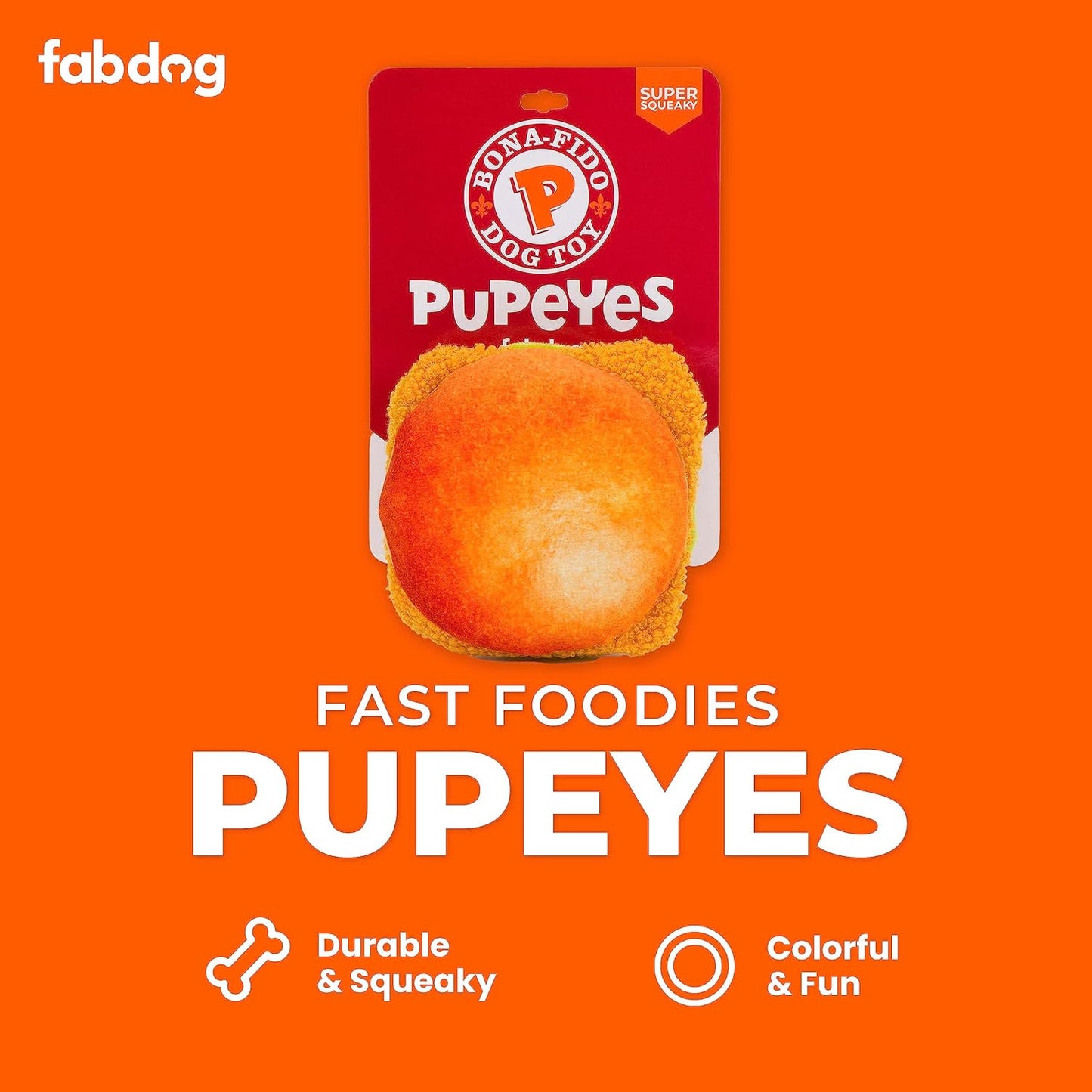 fabdog Foodie Plush Squeak Food-Themed Dog Toys - Pupeyes Chicken