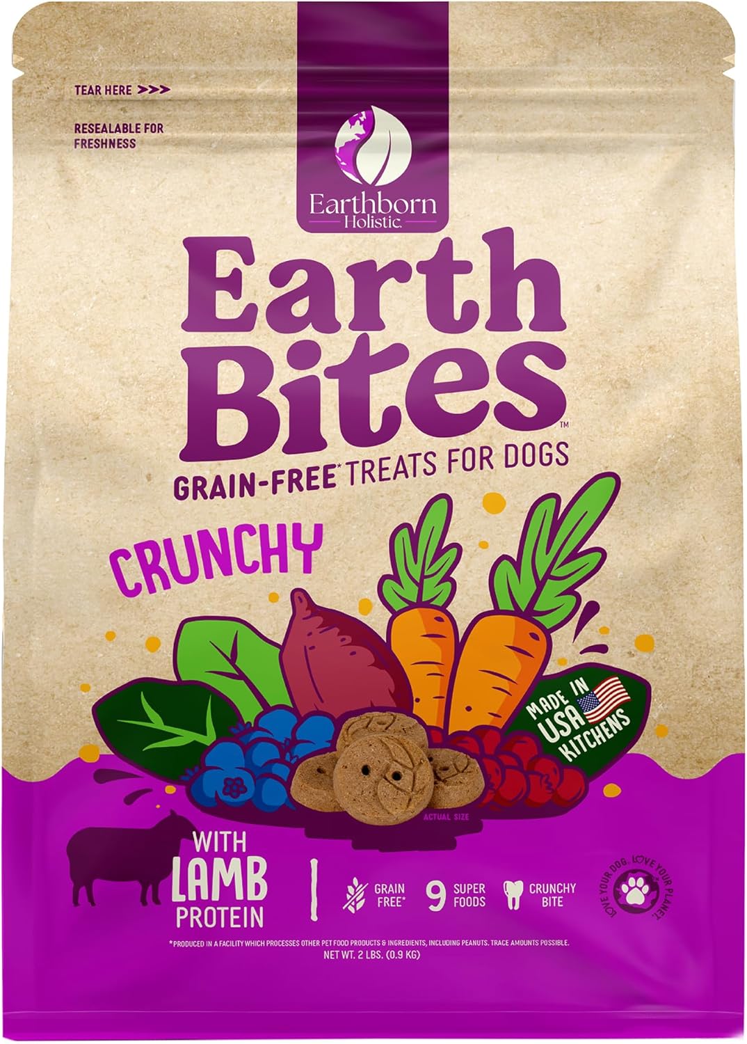 Earthborn Holistic EarthBars Lamb & Pumpkin Grain-Free Crunchy Dog Treats - 2 lbs