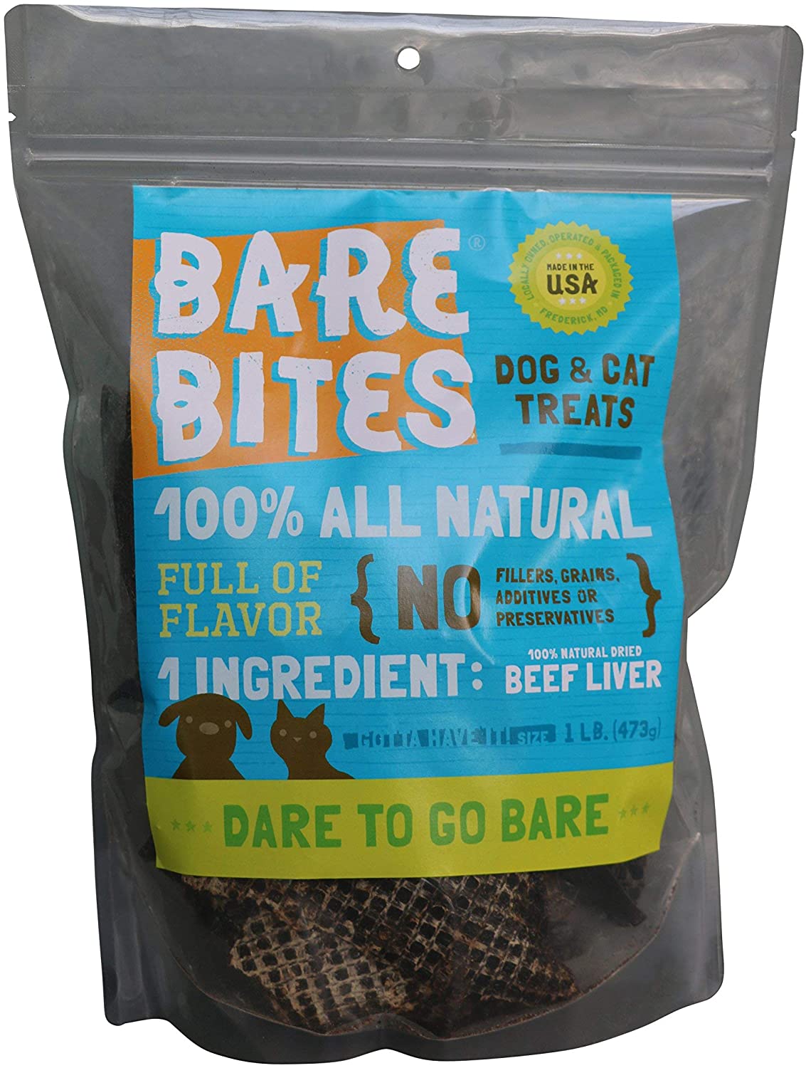 Bare Bites All Natural Dehydrated Beef Liver Dog Cat Treats (1 pound)