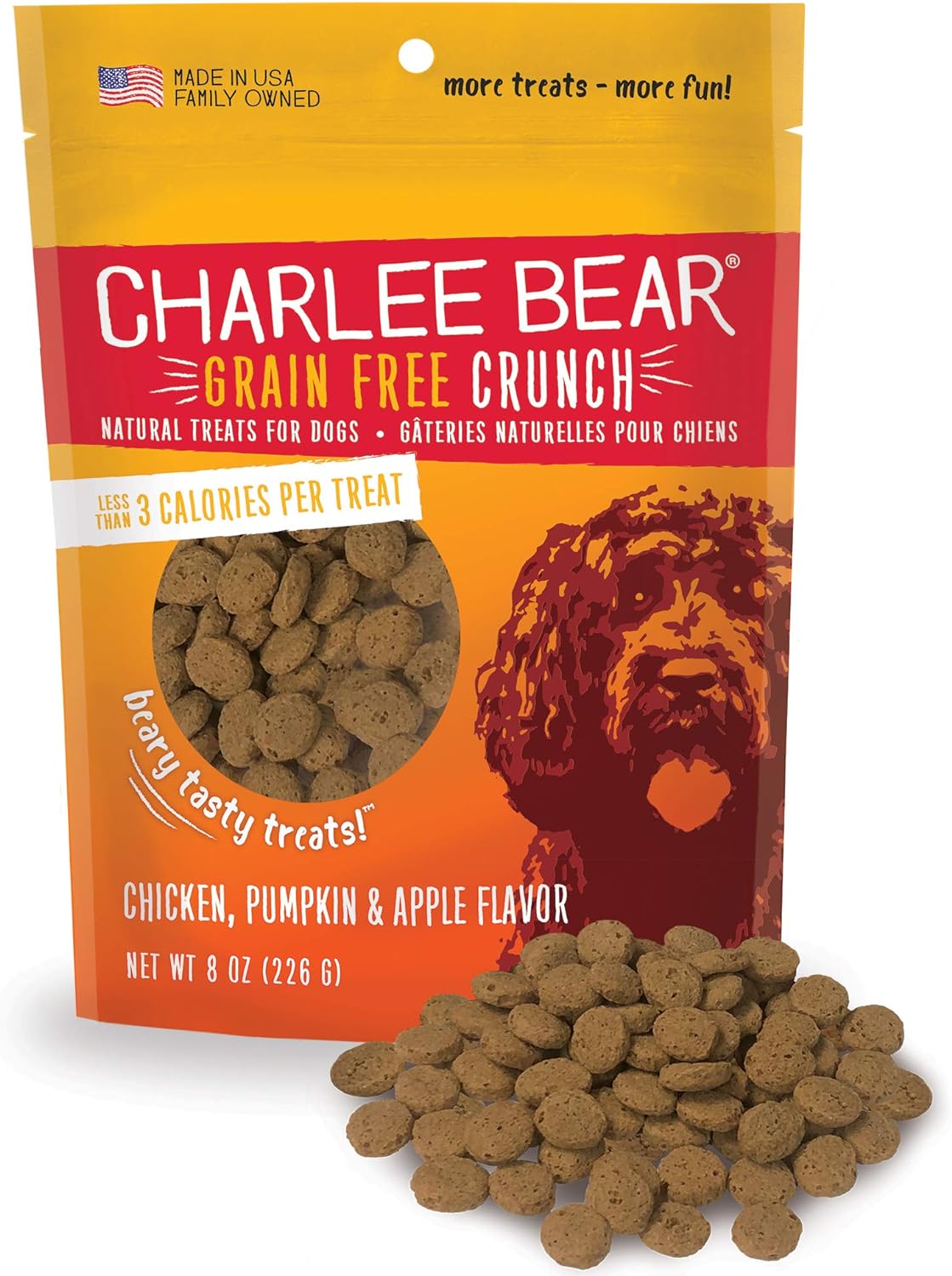 Charlee Bear Grain-Free Crunch Dog Treats-Chicken, Pumpkin & Apple Flavor(8 oz)