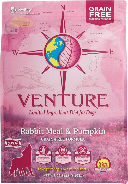Earthborn Holistic Venture Grain Free Rabbit Meal & Pumpkin Dry Dog Food-12.5 lbs