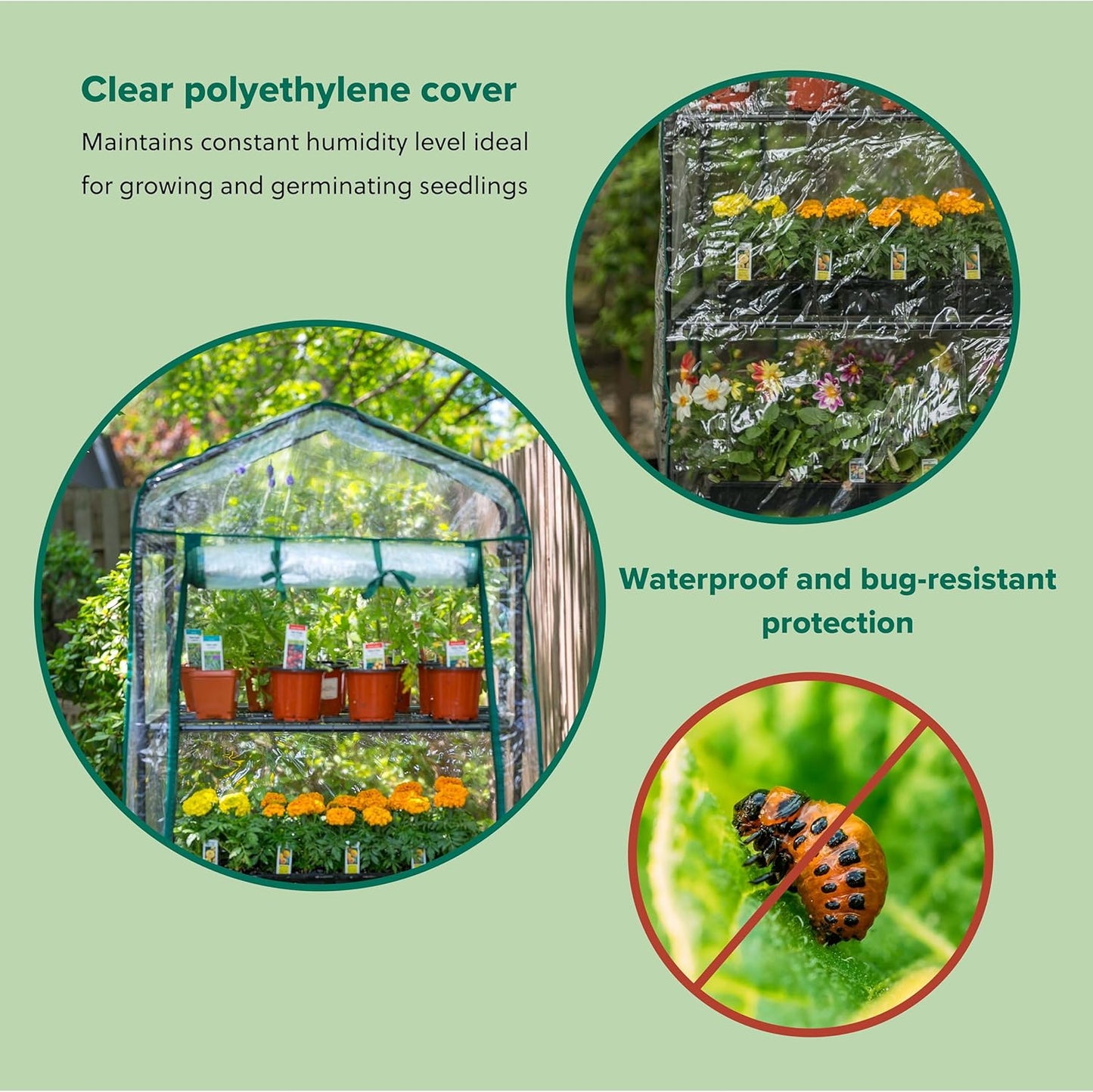 Gardman R687 4-Tier Mini Greenhouse, 27" Long x 18" Wide x 63" High,Black