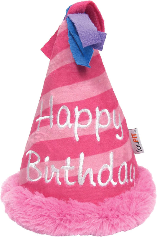 Birthday Hat Crinkle Plush Toy (7") - ((Pink))