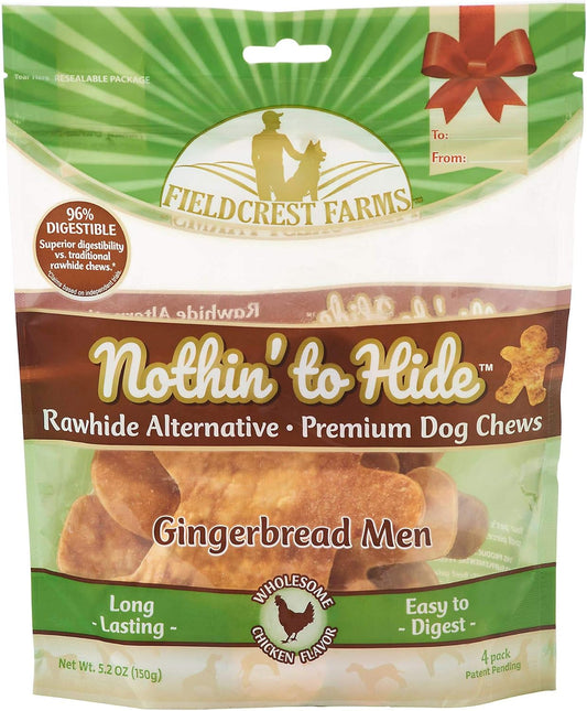 Fieldcrest Farms Nothing to Hide Gingerbread Men Chicken Flavor Chew Dog Treat (4 Pack)
