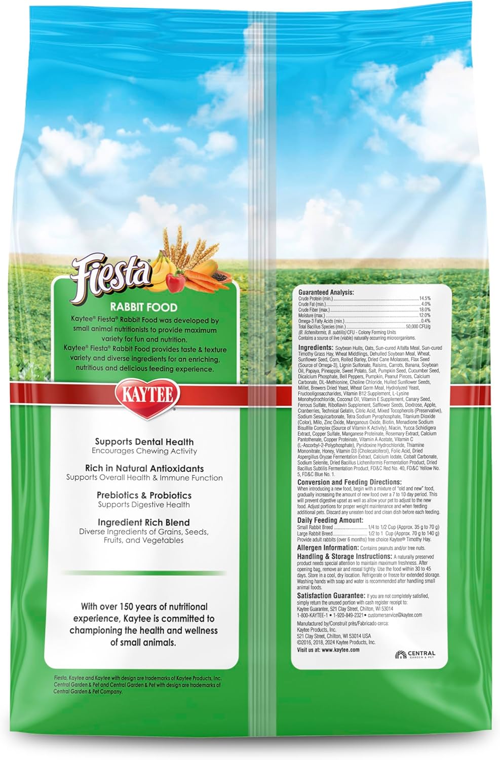 Kaytee Fiesta Gourmet Variety Diet Rabbit Bunny Food- 6.5lbs