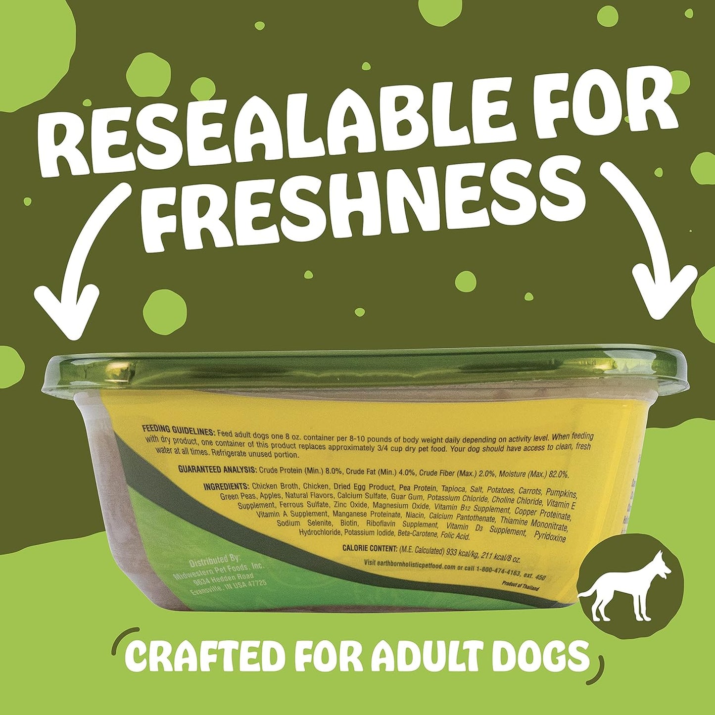 Earthborn Holistic Chicken Casserole Stew Grain-Free Moist Chip's Dog Food - (8 oz) Pack of 8