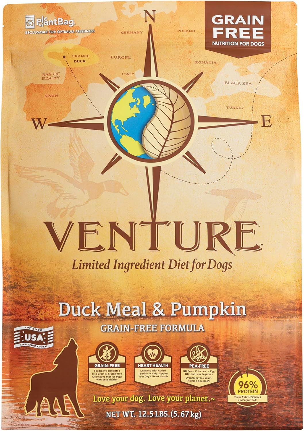 Earthborn Holistic Venture Duck Meal & Pumpkin Dry Dog Food - 12.5 lbs