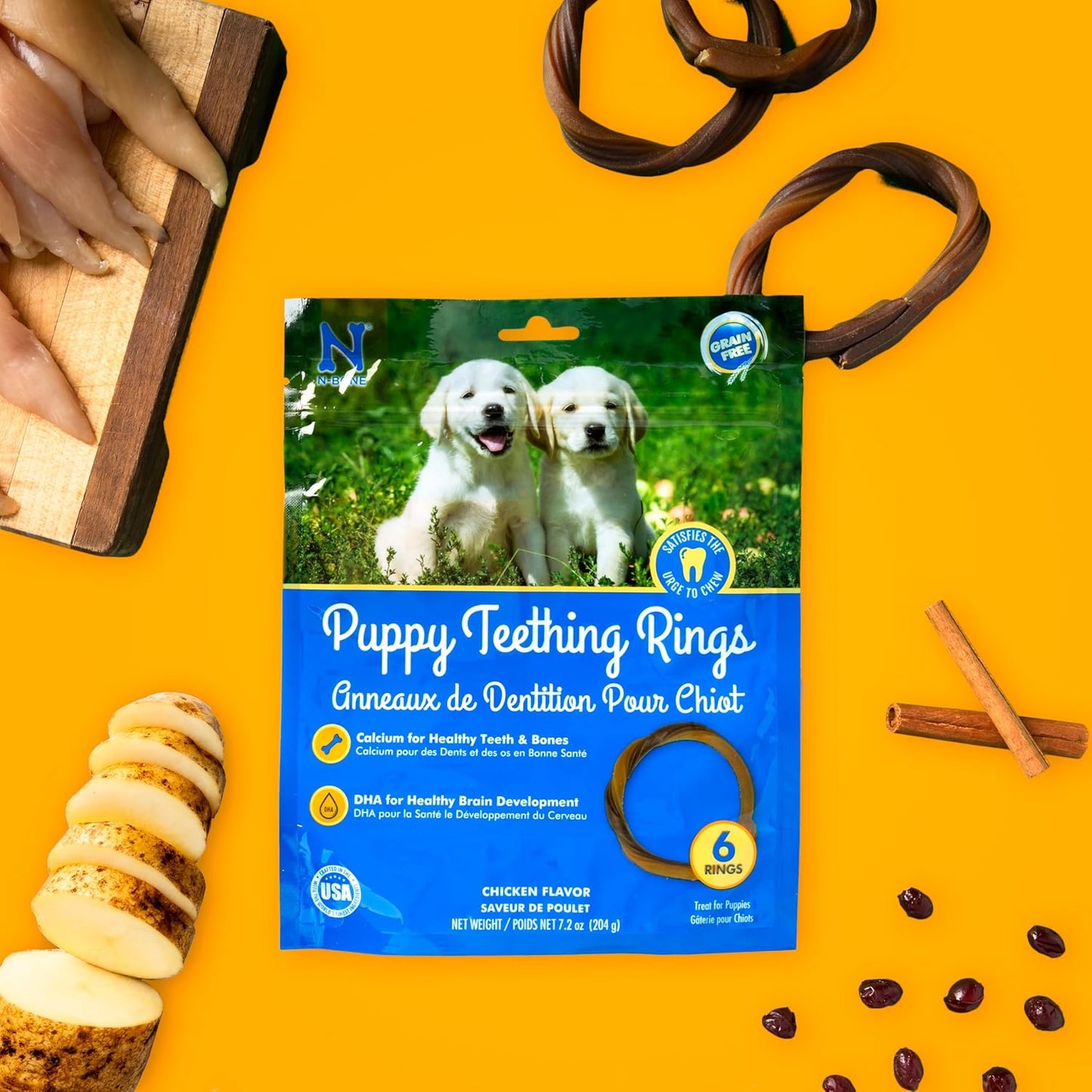 N-Bone Grain Free Puppy Teething Rings - Chicken Flavor(6 Count)