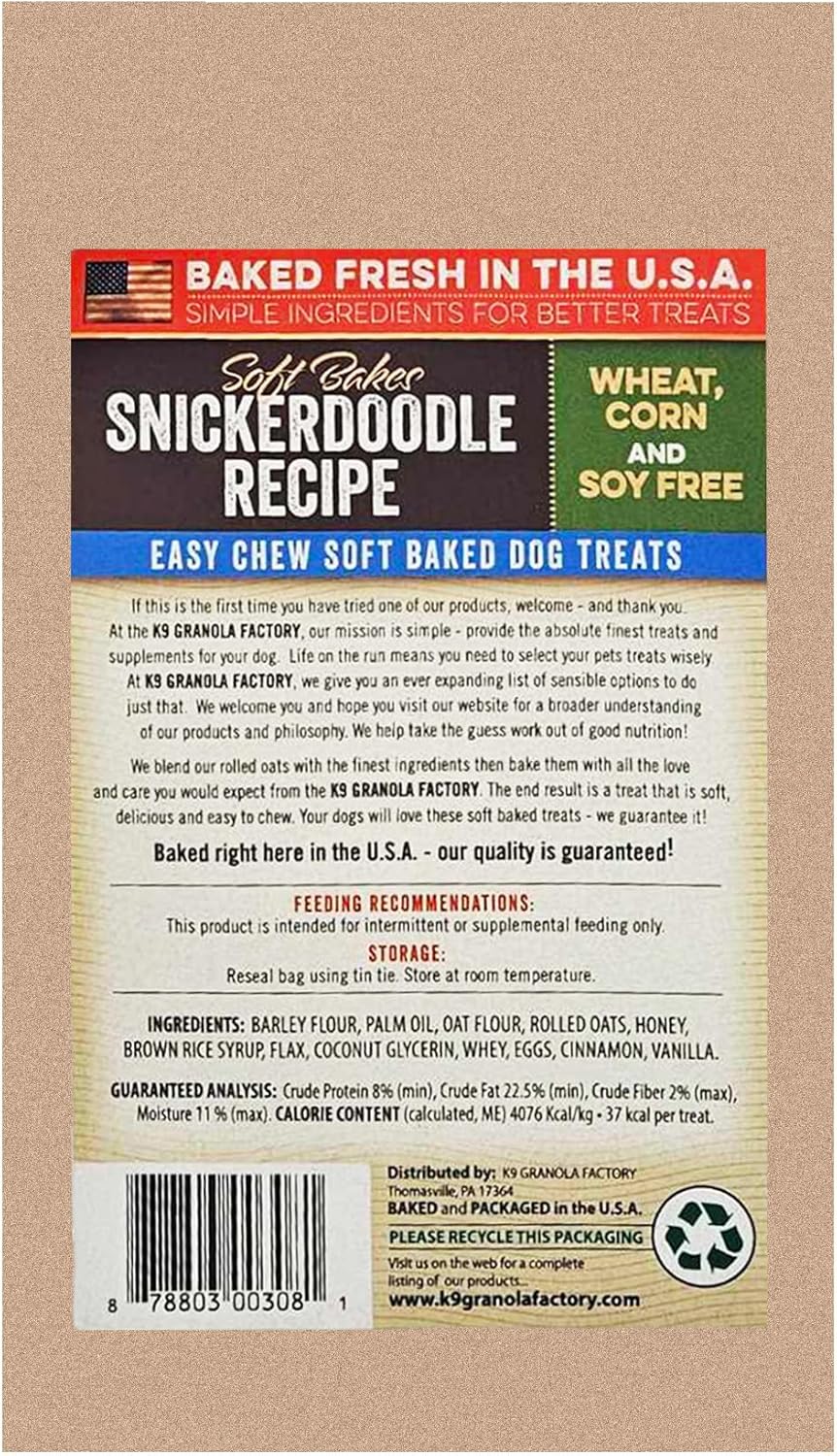 K9 Granola Factory Soft Bakes Snickerdoodle, Dog Treat -  12oz