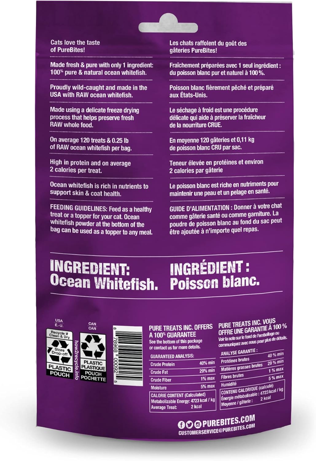 PureBites Freeze Dried Ocean Whitefish for Cat Treats - 0.70oz