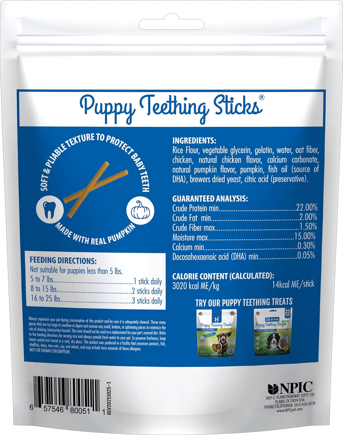 N-Bone Puppy Teething Sticks Pumpkin Flavor - 3.74 oz Bag