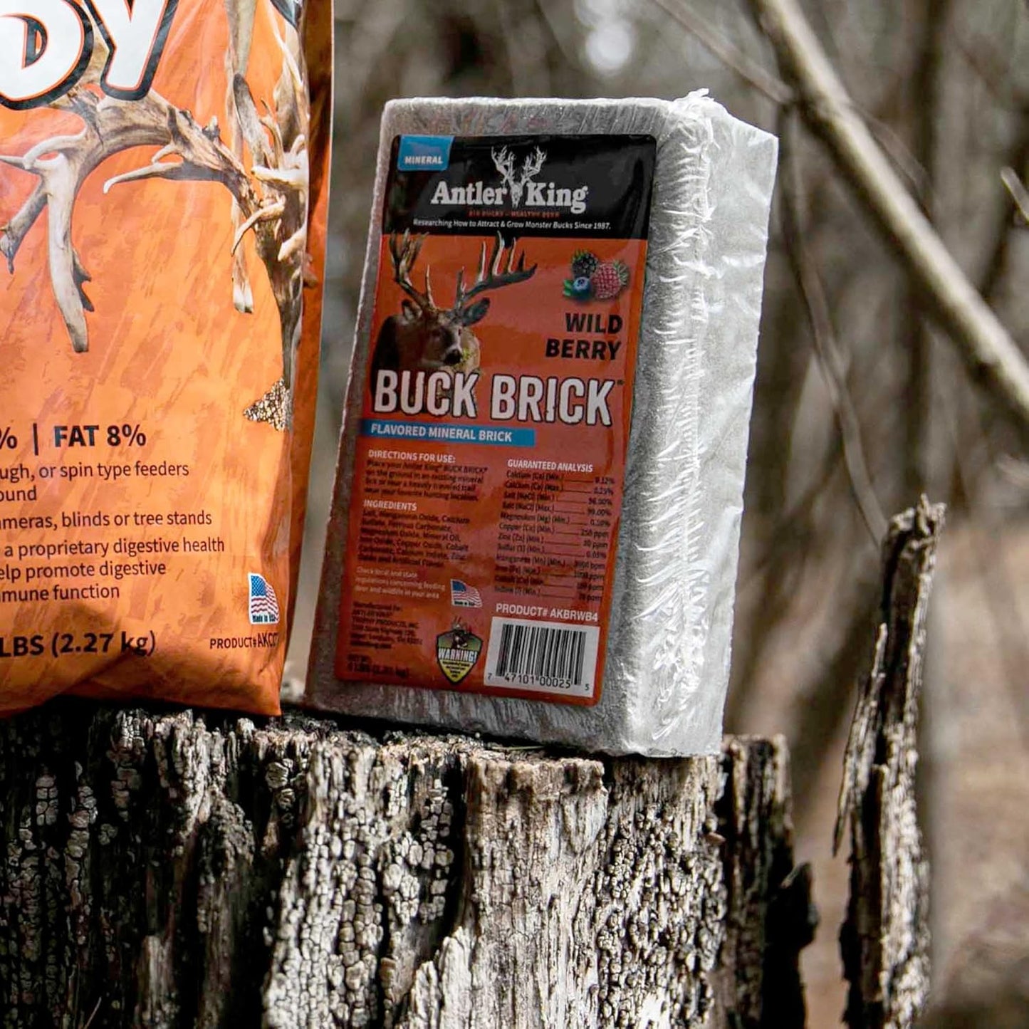 Antler King Wild Berry Flavored Buck Brick Mineral Block for Deer Attractant - 4 LB