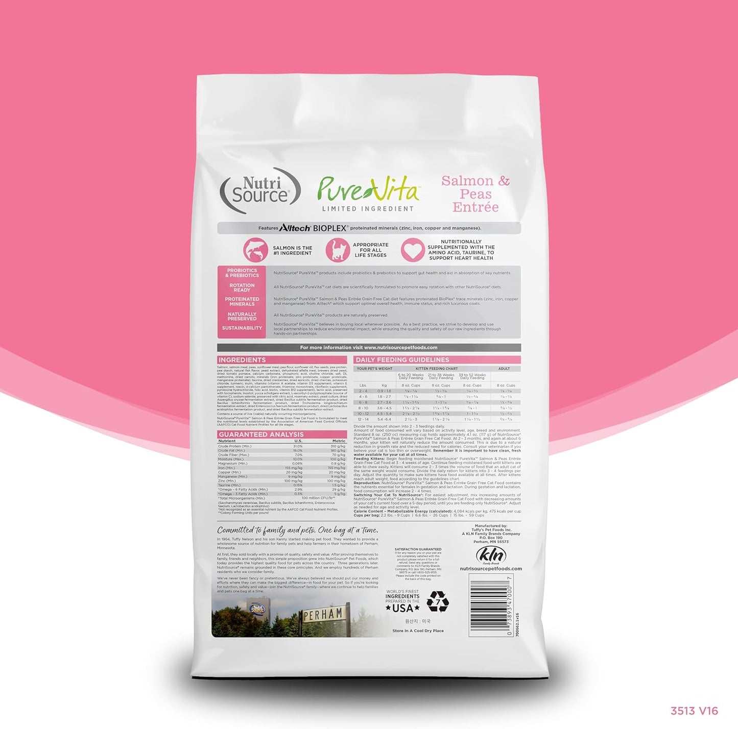 NutriSource PureVita Grain Free Salmon and Peas Entree Dry Cat Food - 6.6 lb