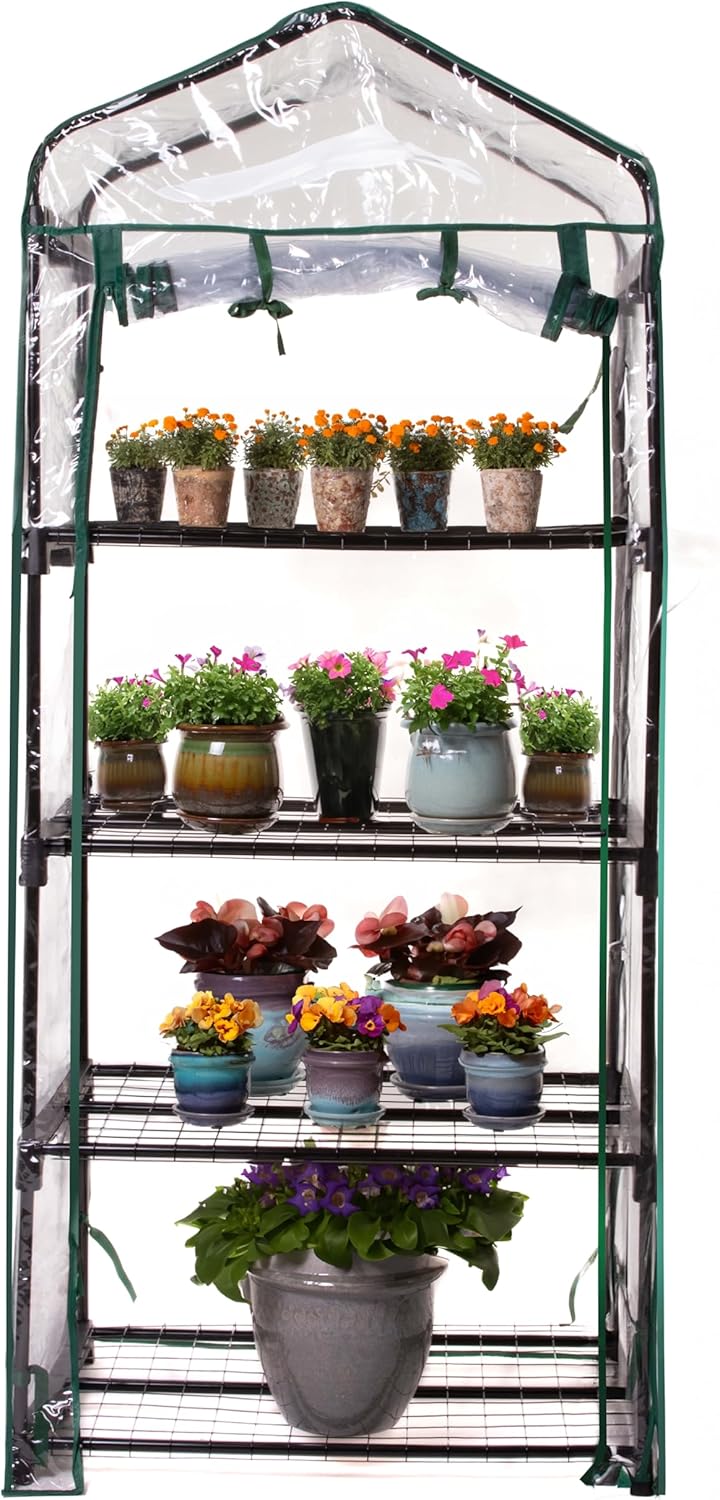 Gardman R687 4-Tier Mini Greenhouse, 27" Long x 18" Wide x 63" High,Black