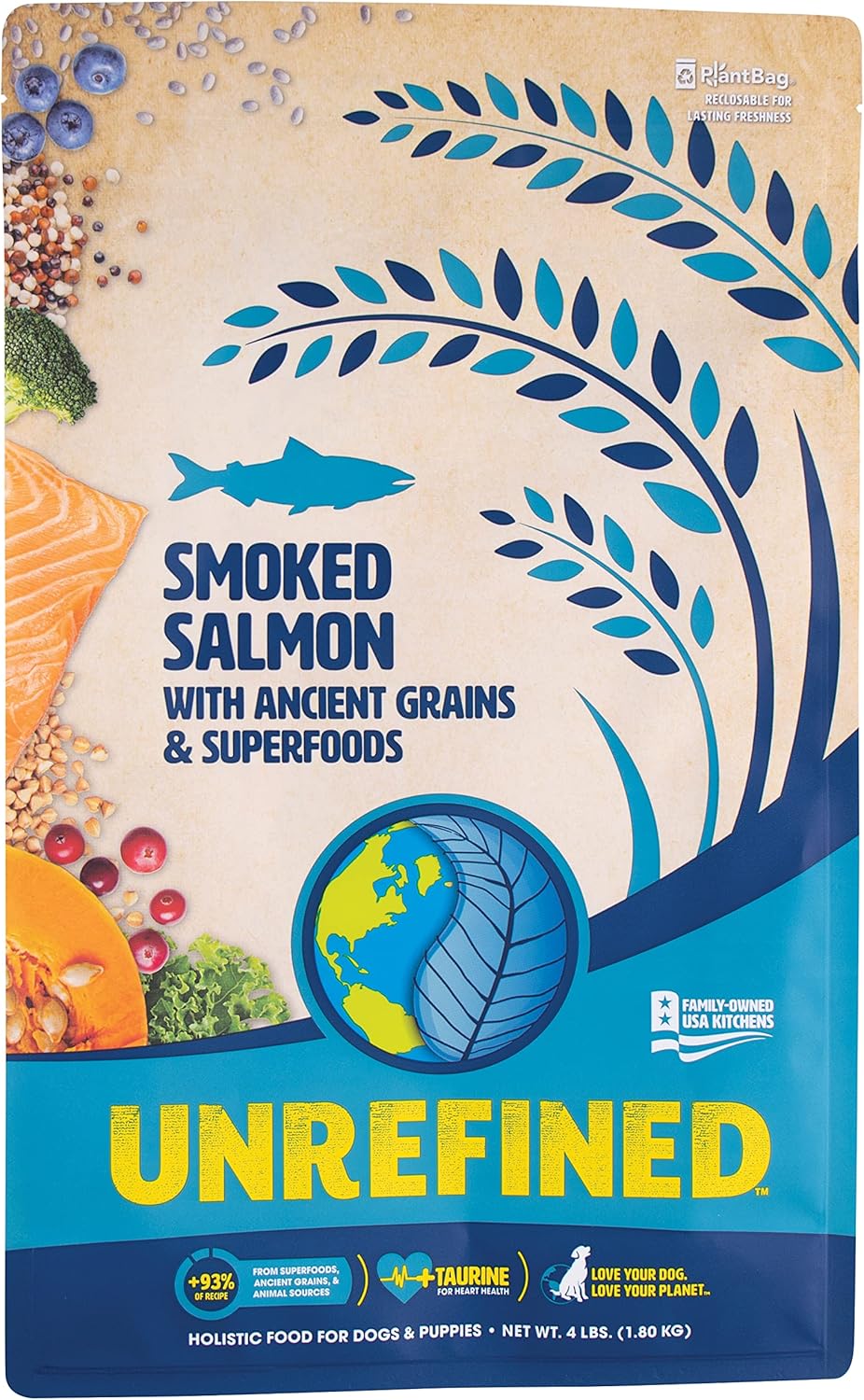 Earthborn Holistic Unrefined Smoked Salmon with Ancient Grains & Superfoods Dry Dog Food - 4 lbs