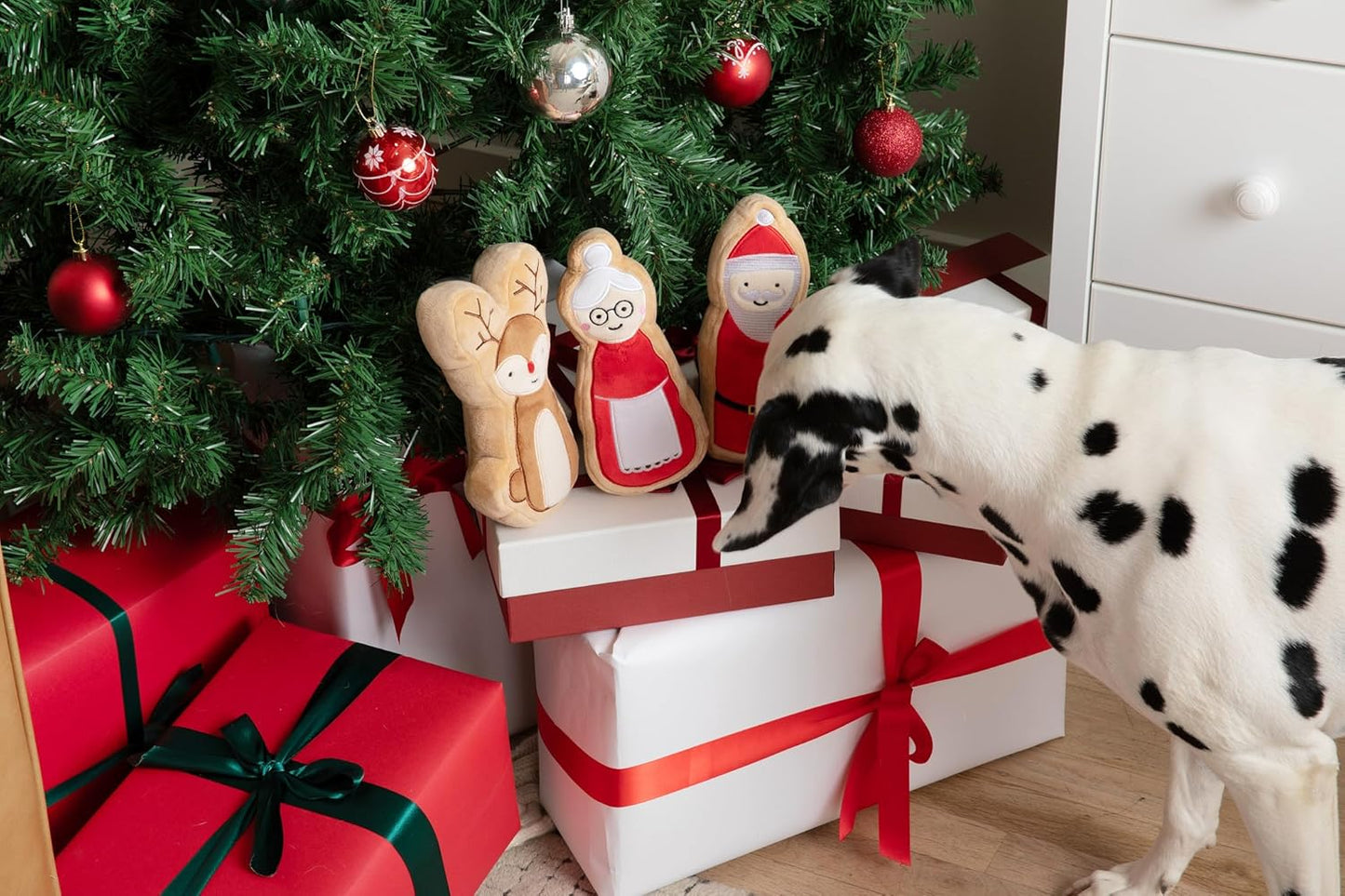 Midlee Vintage Christmas Plush Stick Dog Toys- Pack of 3