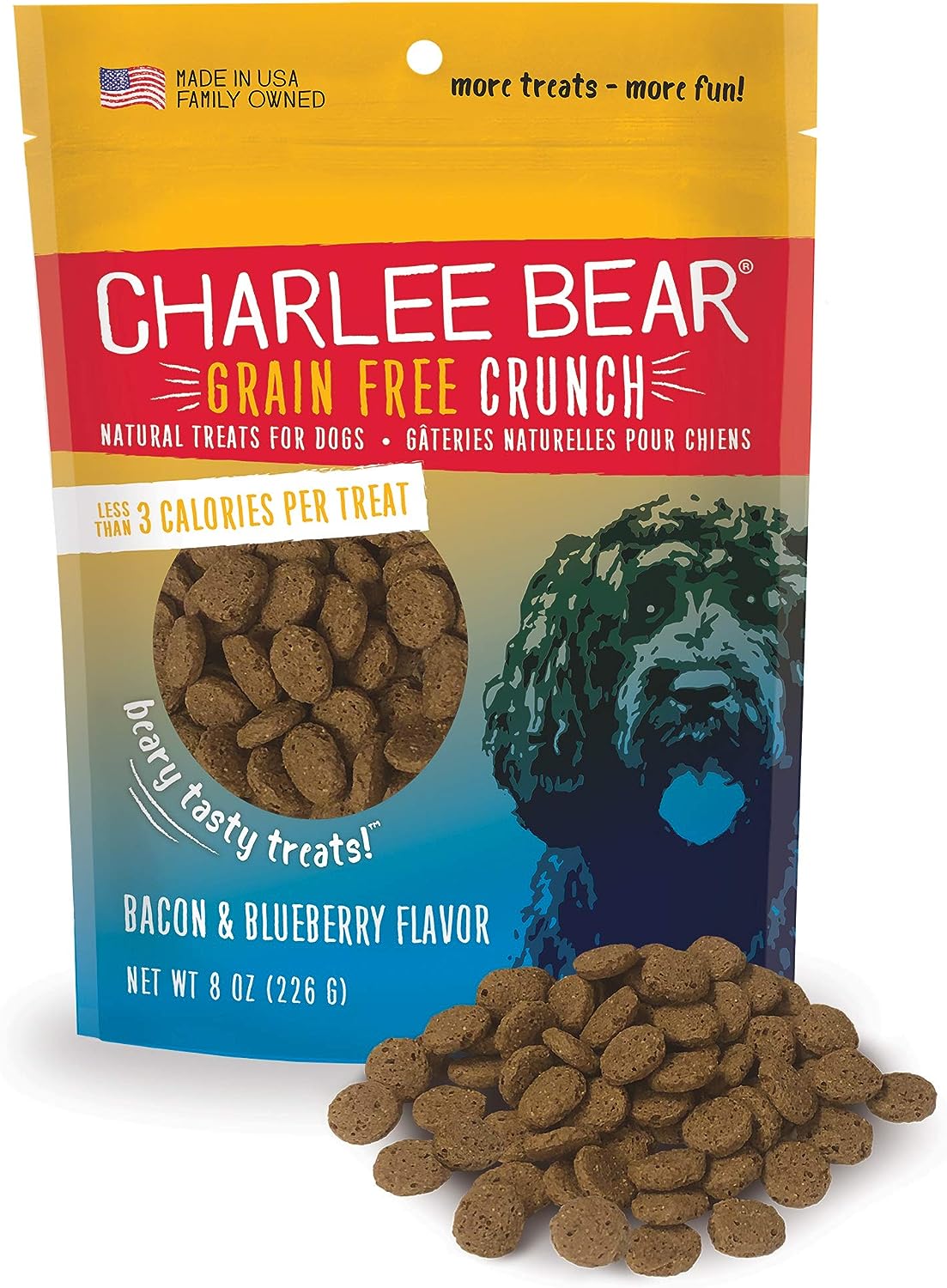 Charlee Bear Grain-Free Crunch Dog Treats - Bacon & Blueberry Flavor (8 oz)