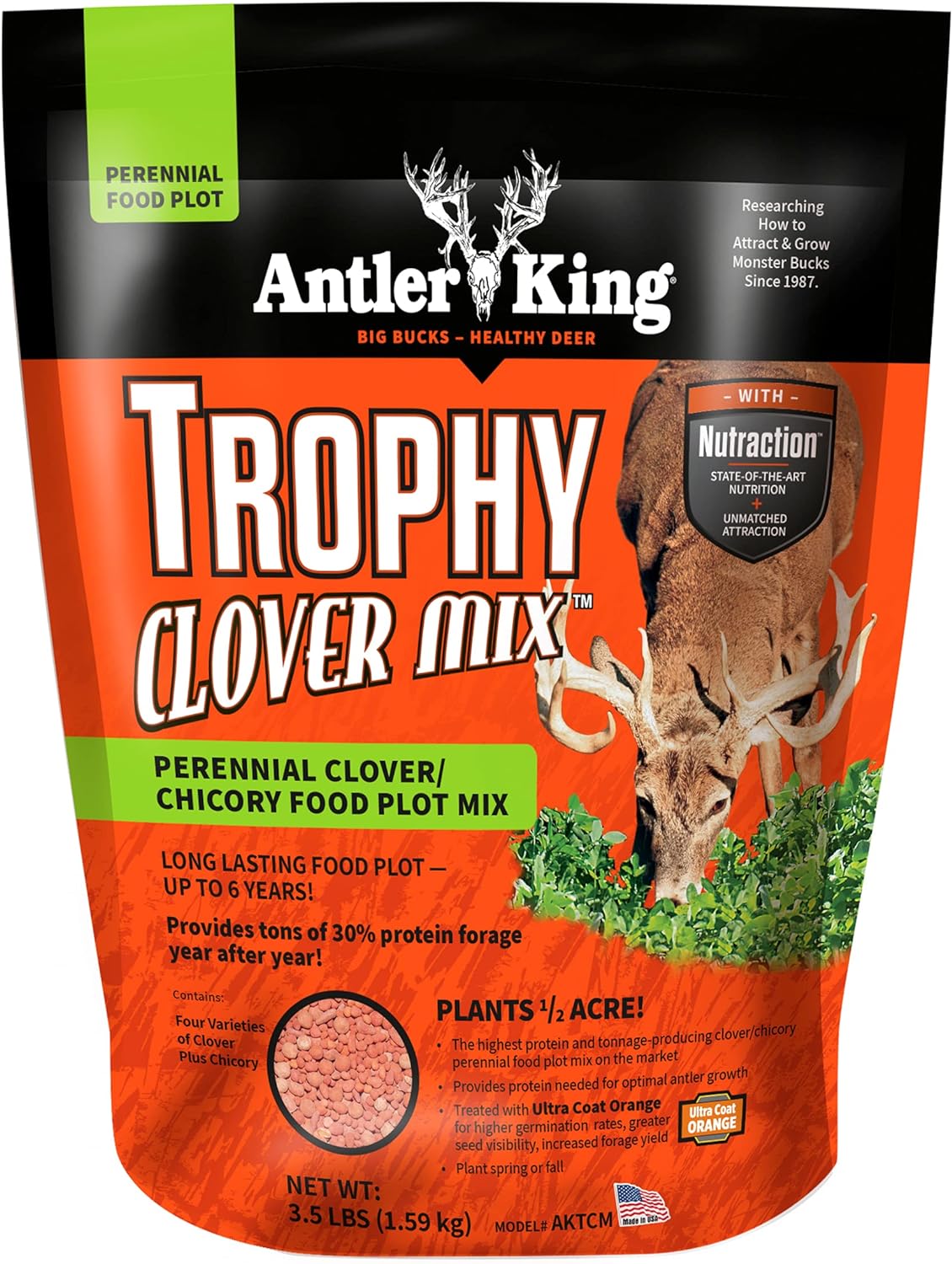 Antler King Trophy Clover Mix Deer Food Plot (Plants 1/2 Acre) -3.5 LB