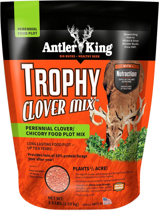 Antler King Trophy Clover Mix Deer Food Plot (Plants 1/2 Acre) -3.5 LB