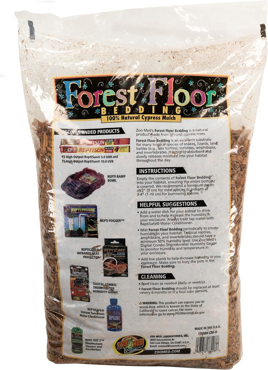 Zoo Med Forrest Floor Bedding - All Natural Cypress Mulch- 8 quarts