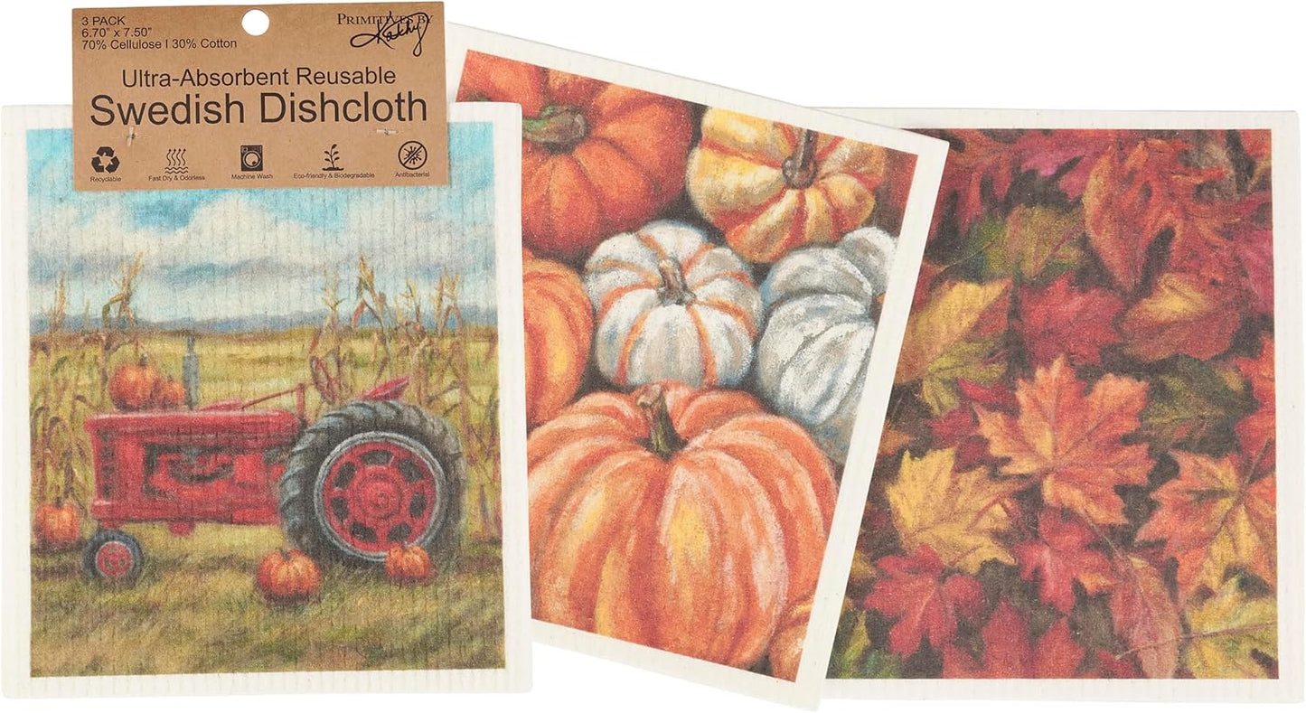 Primitives by Kathy Swedish Discloth Set - Fall Farm