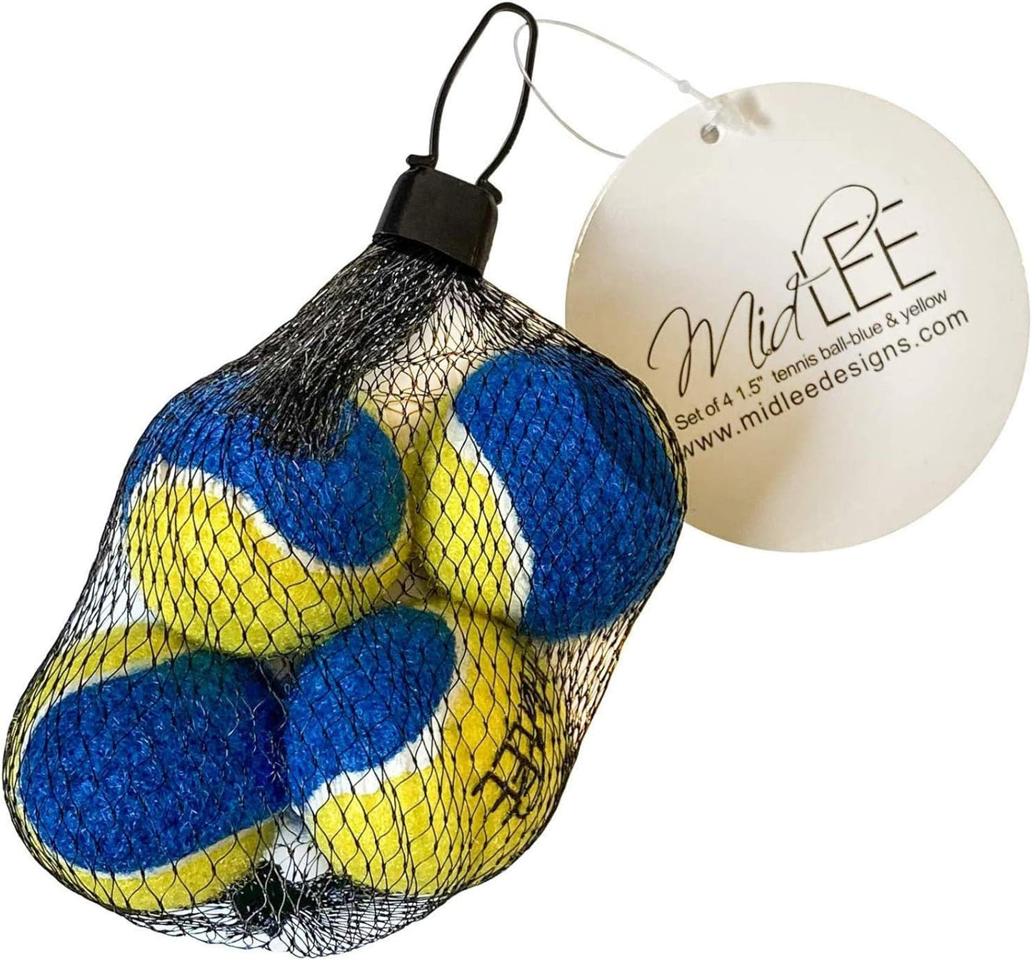 Midlee Mini Dog Tennis Balls - Blue/Yellow- Pack of 4