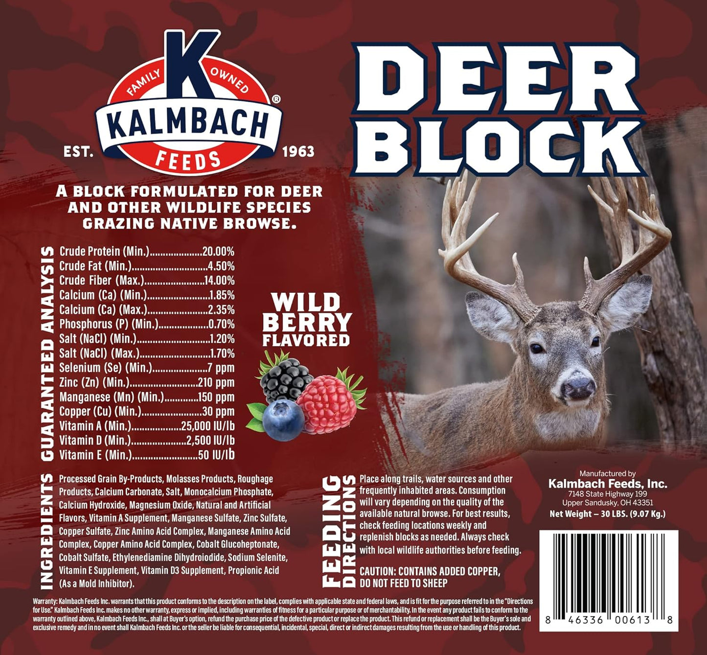 Antler King Wild Berry Supplement Block for Deer and Wildlife - 30 LB