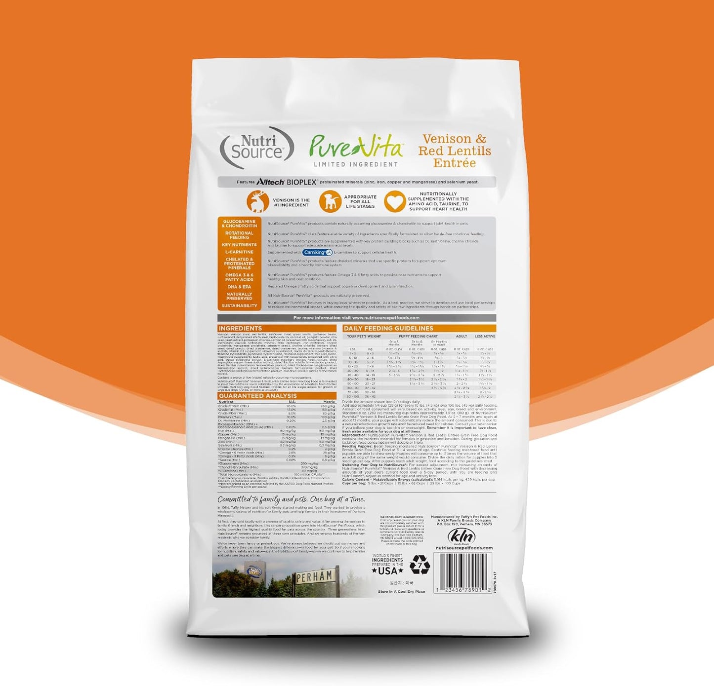 NutriSource PureVita Grain Free Venison & Red Lentils Entree Dry Dog Food - 5 lbs