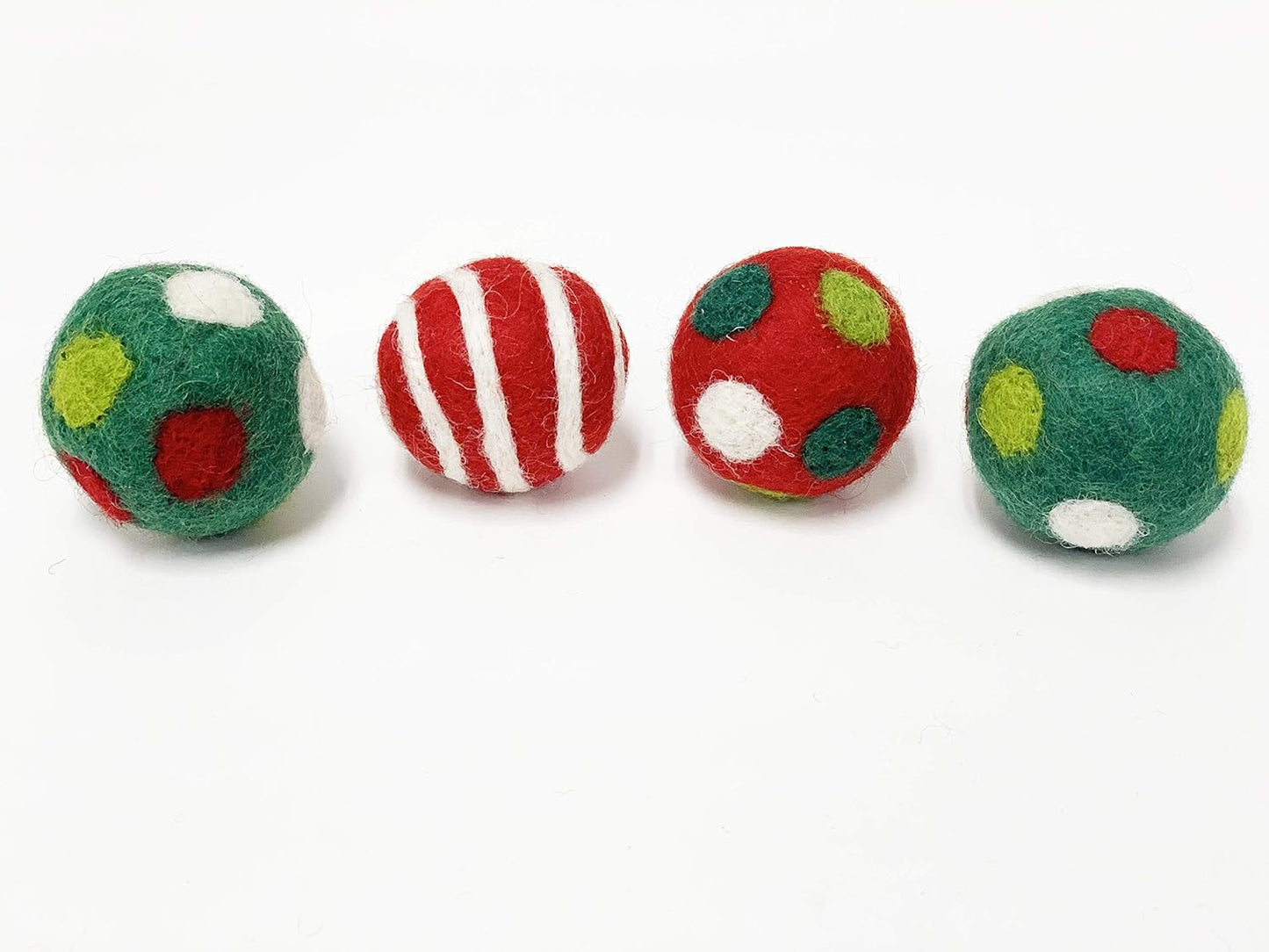 Midlee Designs Candy Cane Wool Ball Filled Cat Toys
