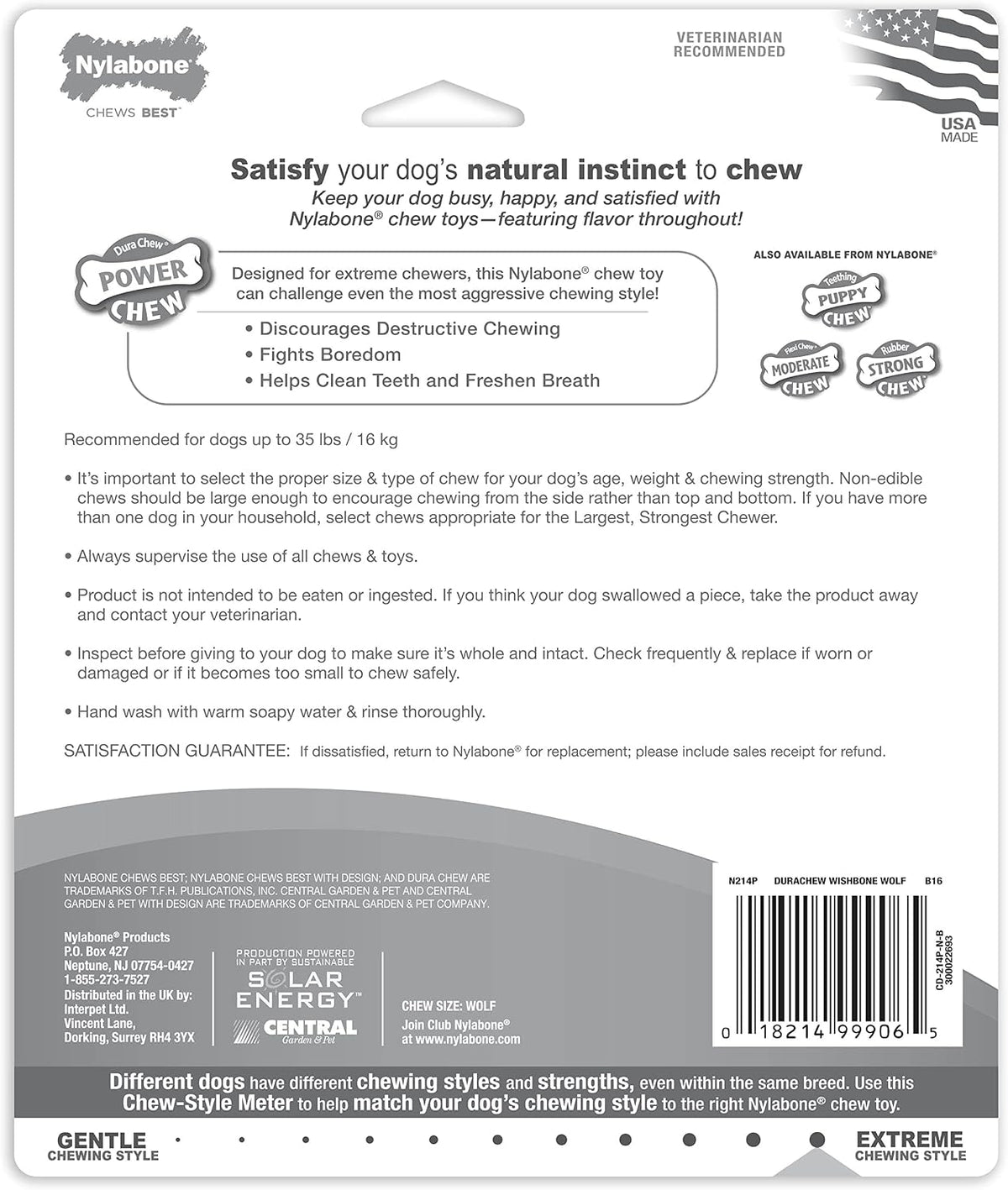 Nylabone Dura Chew Wishbone - Original Flavor(Wolf - For Dogs 26-35 lbs)