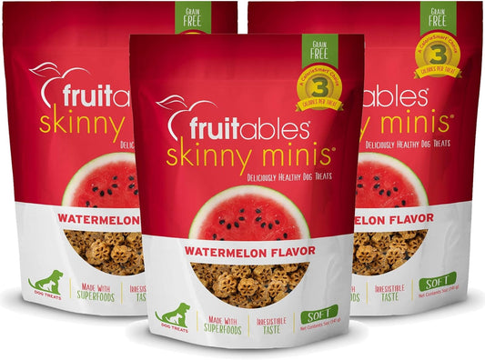 Fruitables Skinny Minis Grain Free Soft Dog Treats Watermelon Flavor - (5 oz) Pack of 3