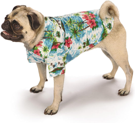 Casual Canine Hawaiian Breeze Camp Shirt, Large, Blue