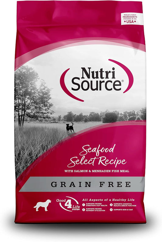 NutriSource Seafood Select Salmon and Menhaden Fish Meal Grain Free Dry Dog Food - 26 Lb