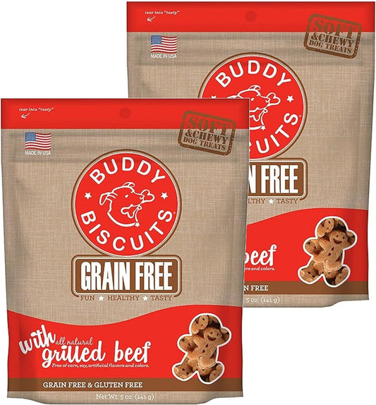 Buddy Biscuits Grain Free Soft & Chewy Dog Treats 5 oz Each, 2 Pack