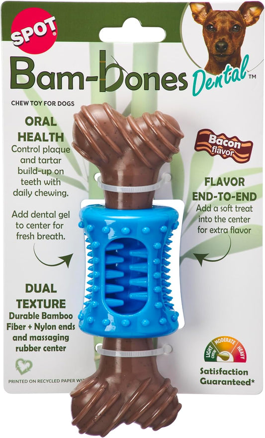 ETHICAL/SPOT Bam-Bone Plus Dental Chew Bacon Flavor Chew Toy - 6.5"