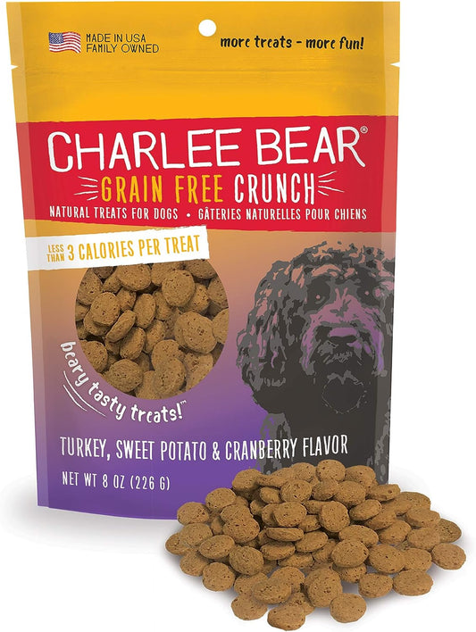 Charlee Bear Grain-Free Crunch Dog Treats-Turkey, Sweet Potato & Cranberry(8 oz)