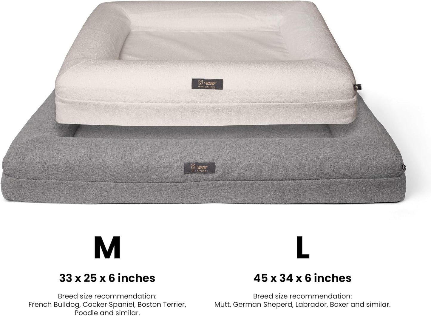 Nandog Pet Gear Memory Foam Orthopedic Ivory Dog Bed - Medium