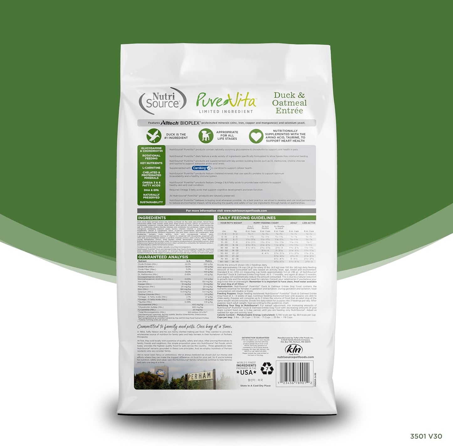 NutriSource PureVita Duck And Oatmeal Entree with Wholesome Grains Dry Dog Food - 5 lbs