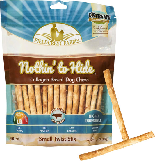Fieldcrest Farms Nothin' to Hide Small Twist Stix 50 Pack - Beef Flavor (11.47 oz)