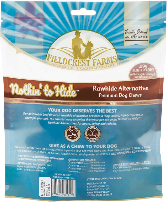 Fieldcrest Farms Nothin' to Hide Holiday Gingerbread Men Beef Flavor Chew Dog Treats, 5.2oz (Pack of 4)