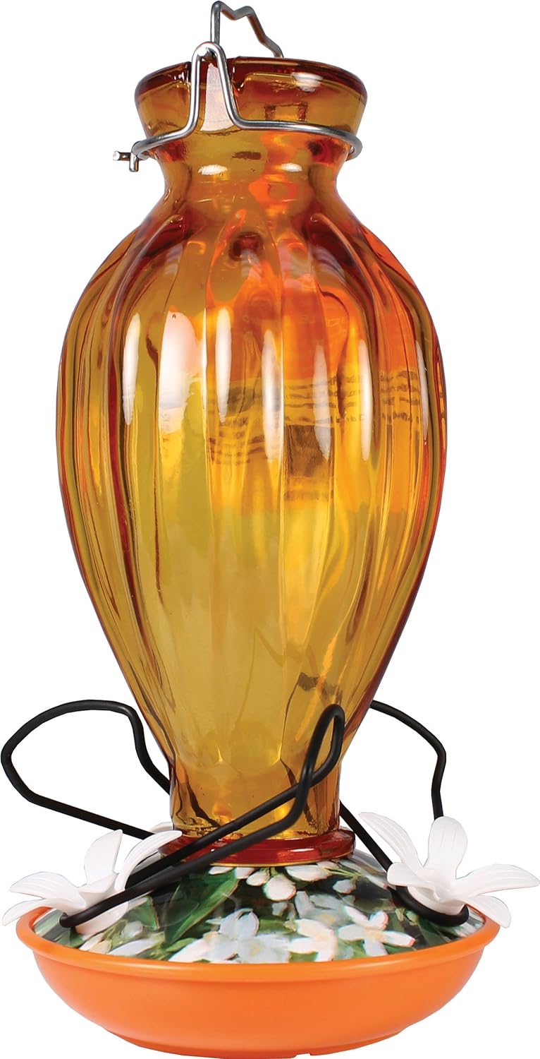 Audubon Orange Fluted Glass Oriole Bird Feeder - 20 Ounce