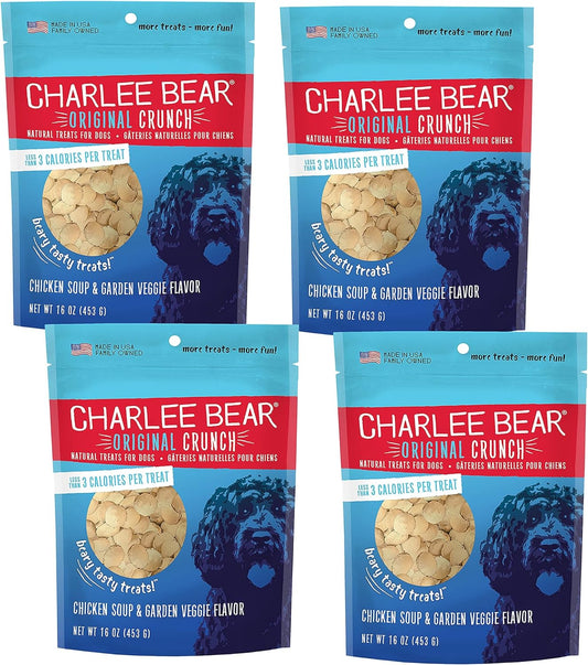 Charlee Bear Crunch Dog Treats Chicken Soup & Garden Veggie Flavor-16 oz(4 Pack)