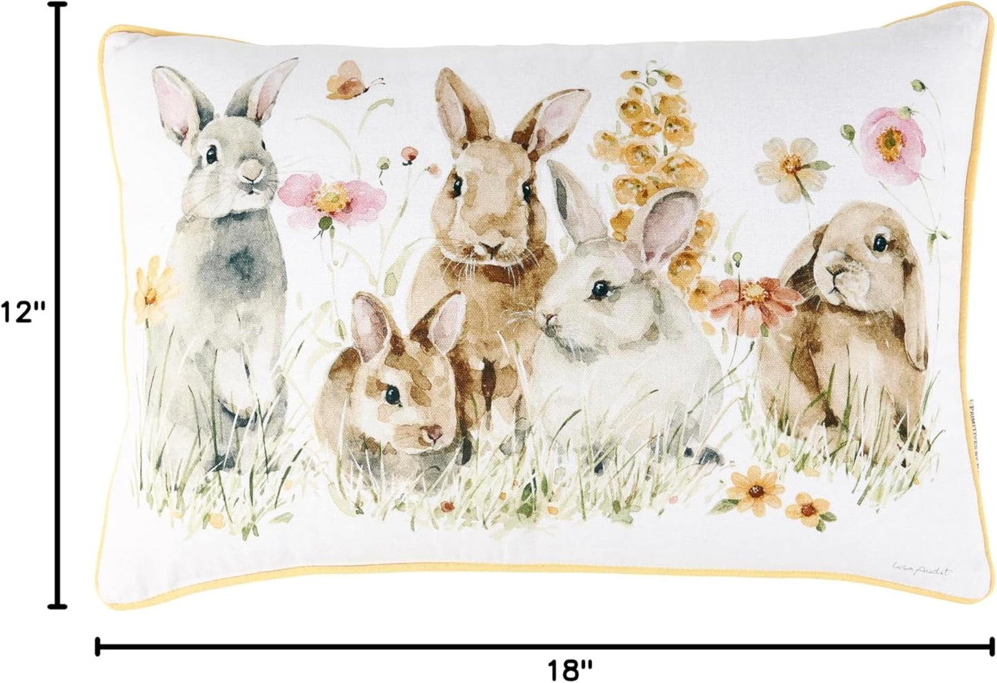 Primitives by Kathy Flower Bunnies Spring Easter Pillow - Size 18" x 12"