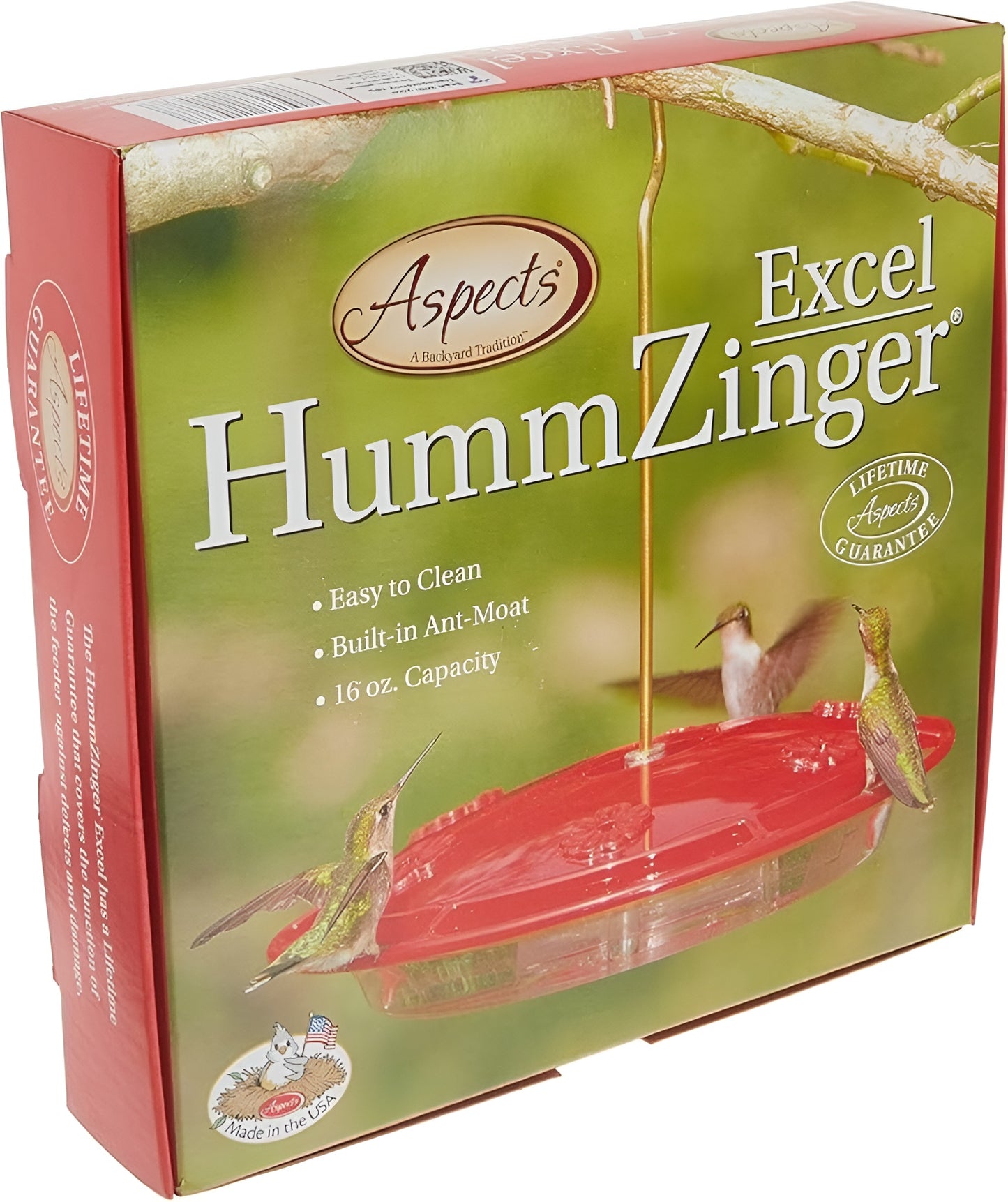 Aspects HummZinger Excel Hanging Hummingbird Feeder with Built in Ant Moat - 16 oz (Red)