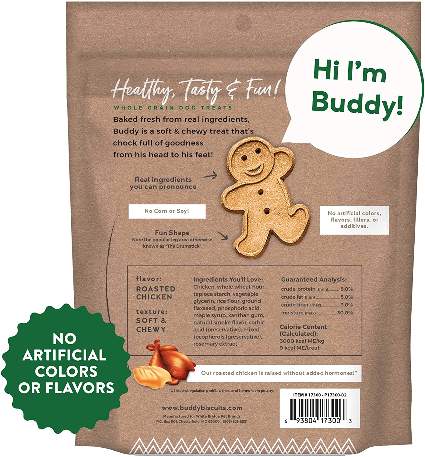 Buddy Biscuits Grain Free Soft & Chewy Chicken Dog Treats 5 oz Each, 3 Pack