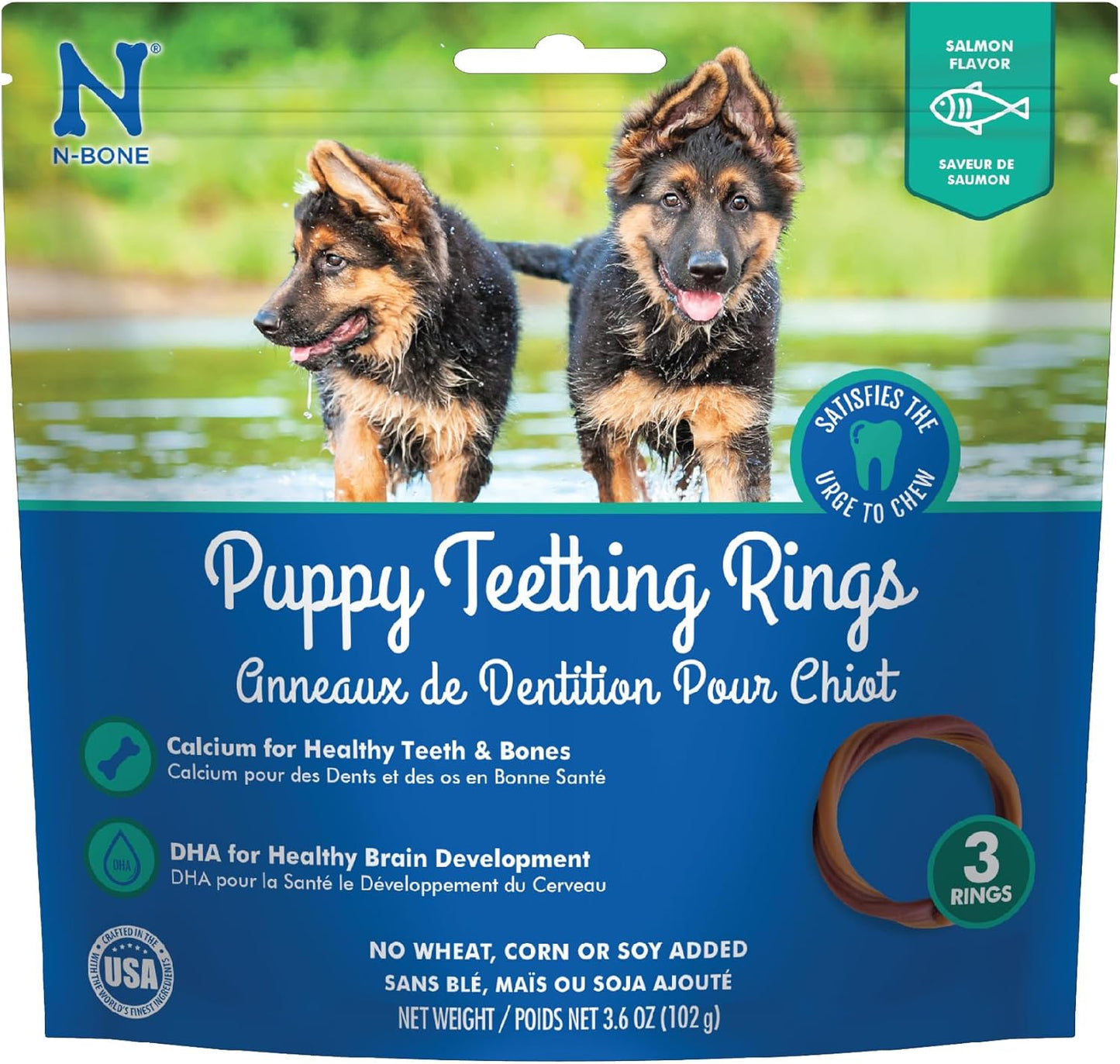 N-Bone Puppy Teething Rings Salmon Flavor (3 count)