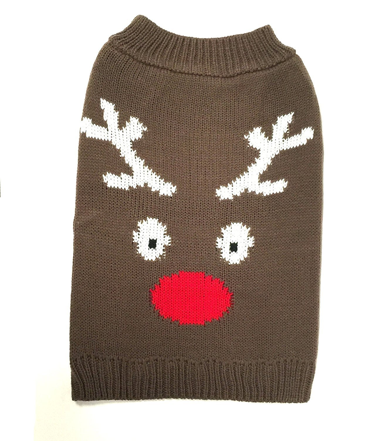 Midlee Reindeer Face Dog Sweater (X-Small)