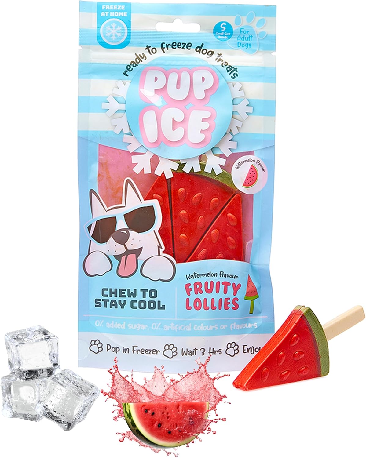 Ethical Pup Ice Freeze-at-Home Dog Chews Treats, Fruity Lollies Watermelon Flavor