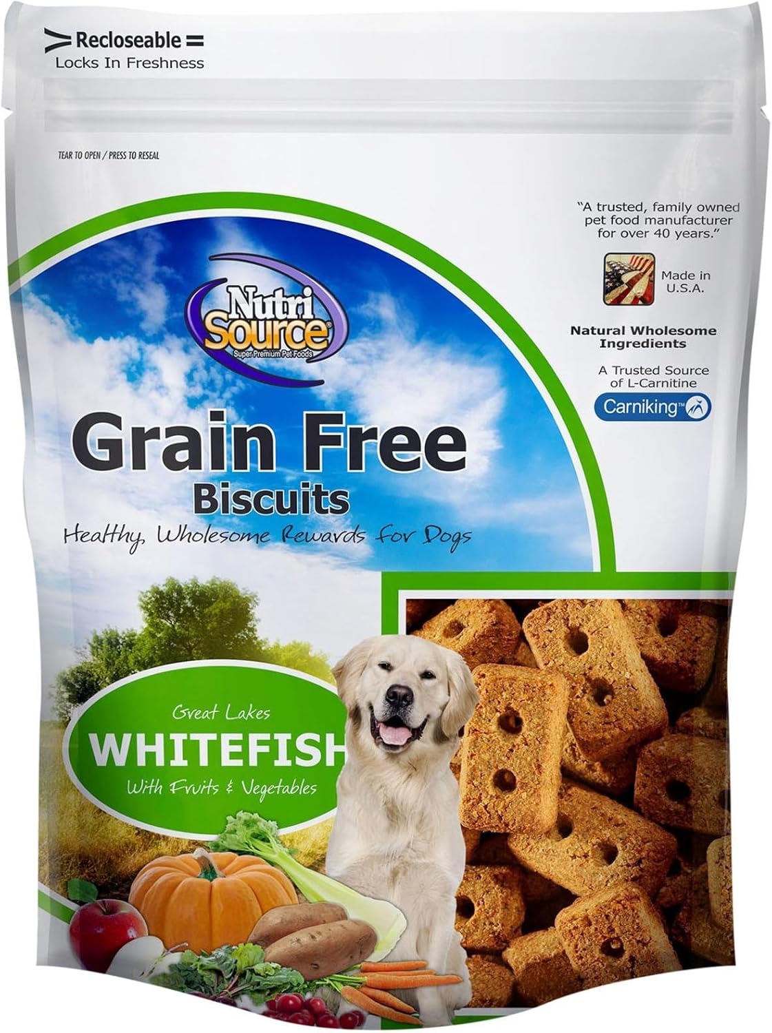 NutriSource Grain Free Whitefish Biscuit Crunchy Dog Treats - 14 Oz